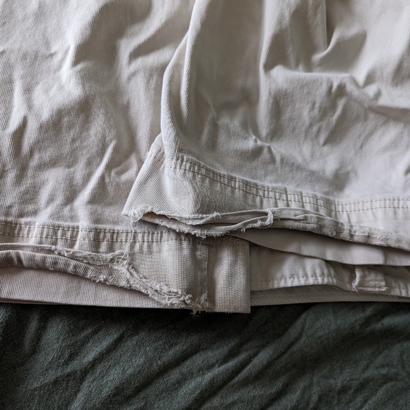 Women's Cream Low Rise 16 Straight Leg Mini Corduroy Pants Pockets Beige Wide - Picture 4 of 12